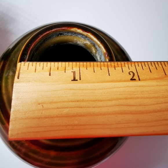 Vintage Abstract Floral Striped Pottery Vase - Picture 13 of 14